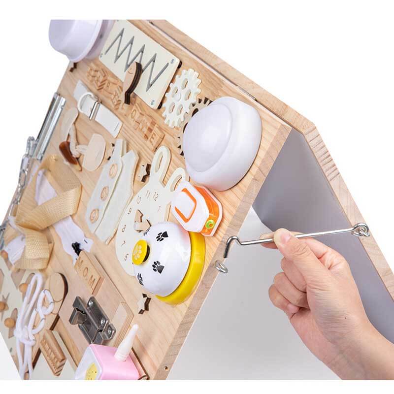Montessori Wooden Activity Board for Toddlers - Develops Fine Motor Skills & Life Skills
